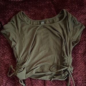 Wild Fable Olive Green Drawstring Crop Top